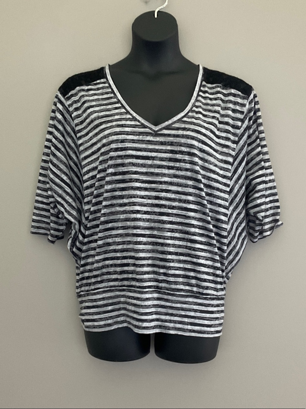 Ideology Black and Gray Striped Quarter Sleeved Shirt